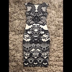 Black and white patterned body con dress